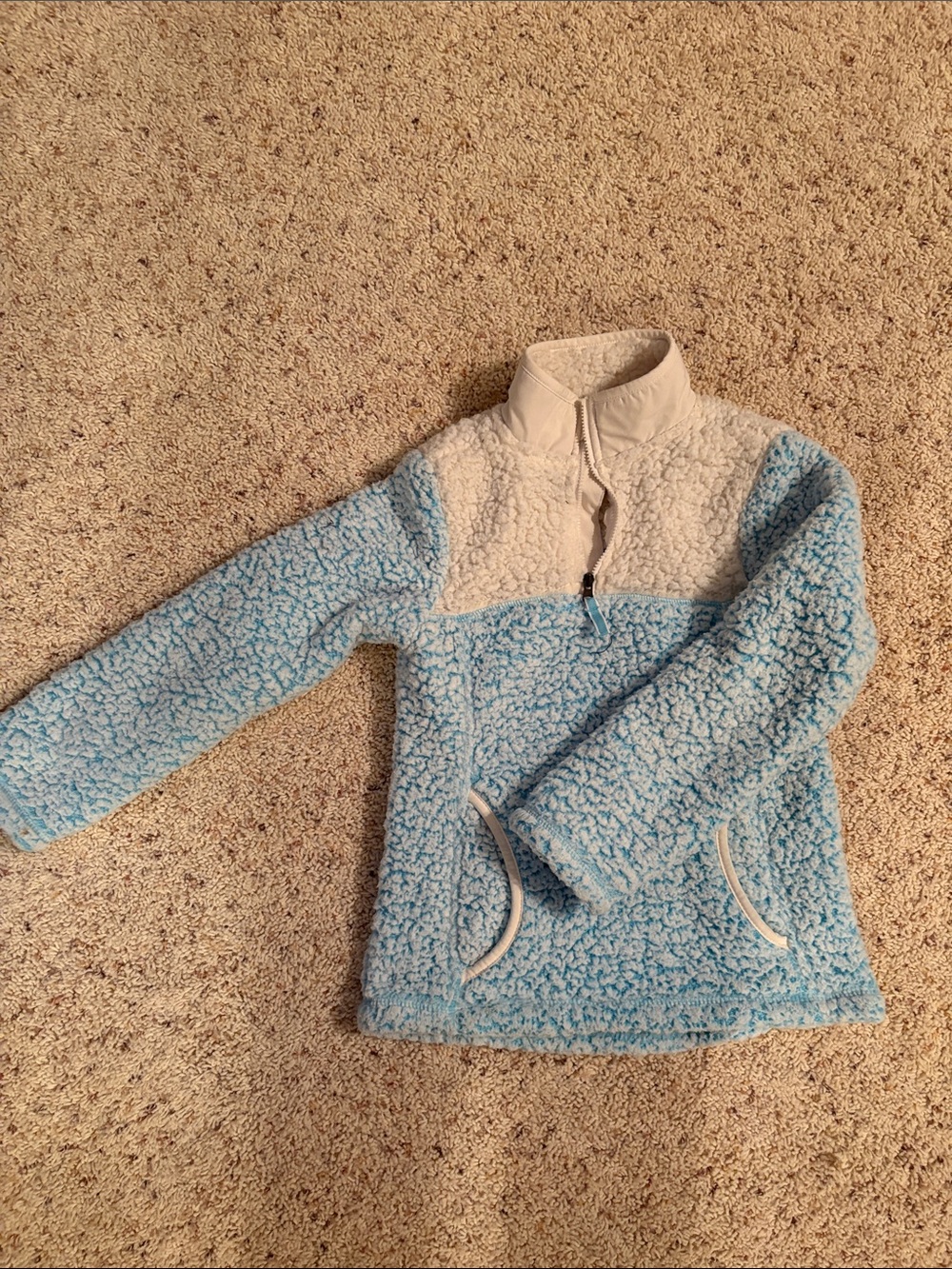 wonder nation Blue & Cream Sherpa Pullover Jacket